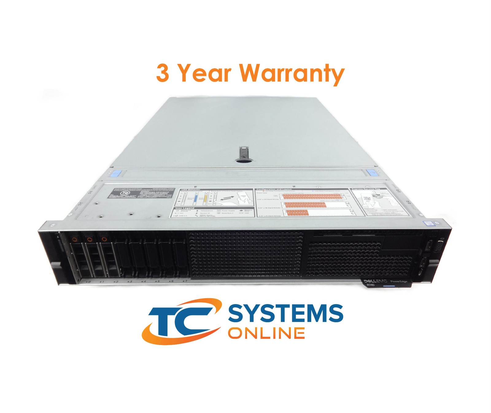 Dell Poweredge R740 2xGold 5118 2.3GHZ=24Cores 128GB 3x120GB SSD H740P