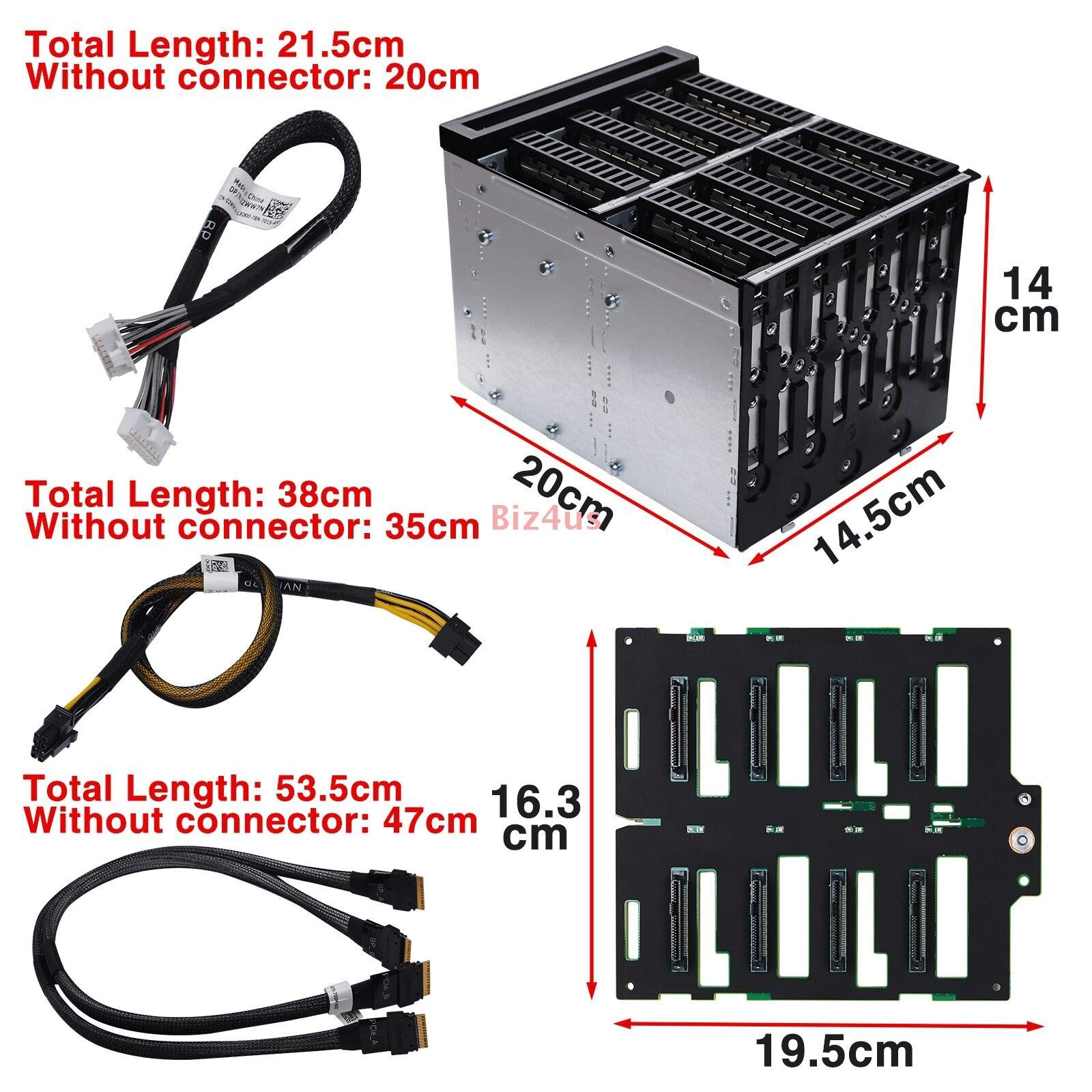 8*2.5 Nvme U.2 HDD Drive Backplane Board Cable Upgrade Cage Kit For Dell T640 US