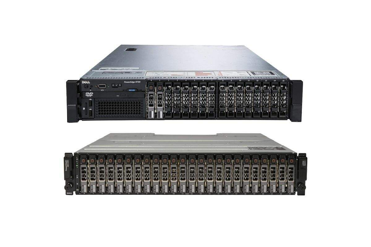 Dell PowerEdge R720 2x E5-2690 64GB Ram 2x 600GB HDD + MD1220 4x 1.92TB 2x Ctrl