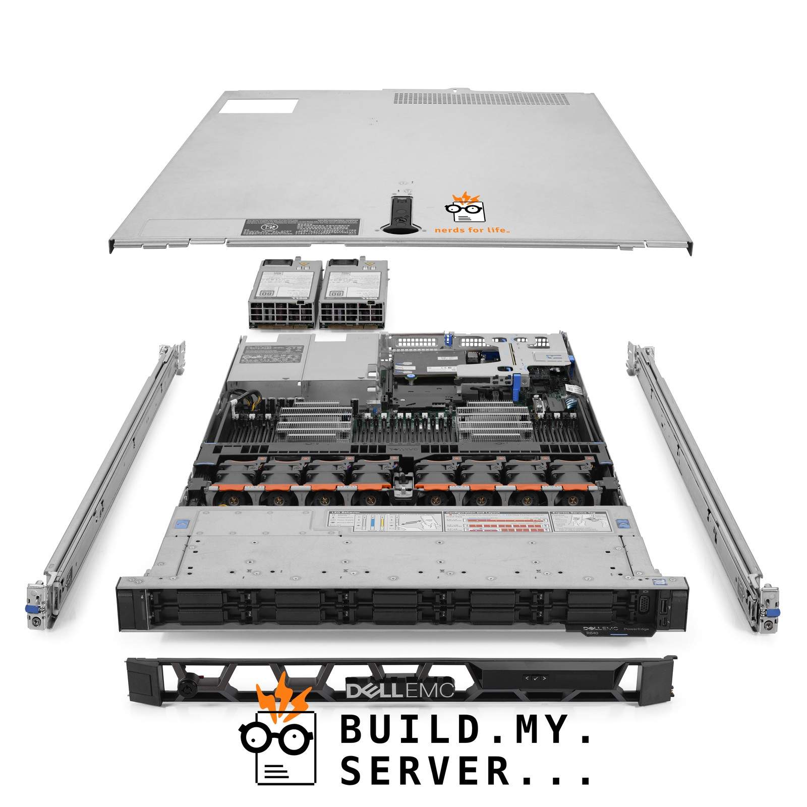 Dell PowerEdge R640 Server 3.60Ghz 16-Core 128GB RAM 2x 960GB SSD 8x 1.8TB Rails