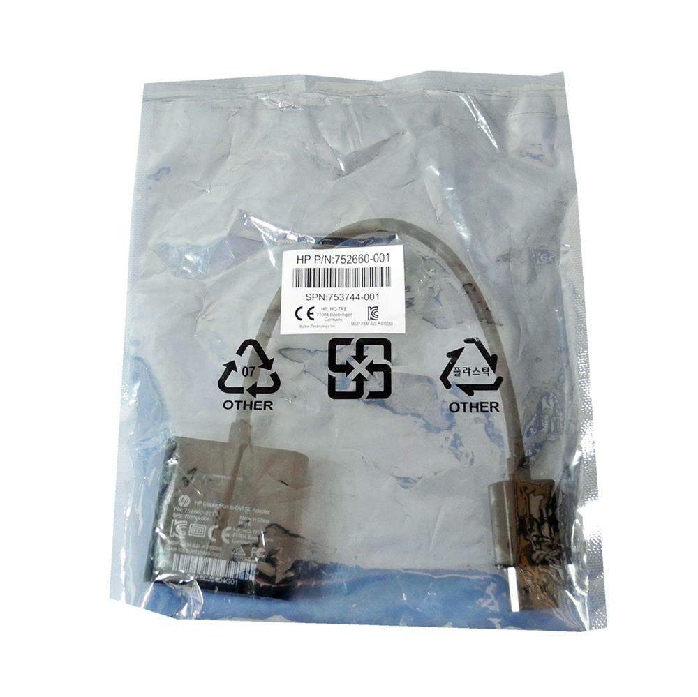 HP 752660-001 DisplayPort to DVI-SL 27 cm Adapter New Original Packaging SP# …