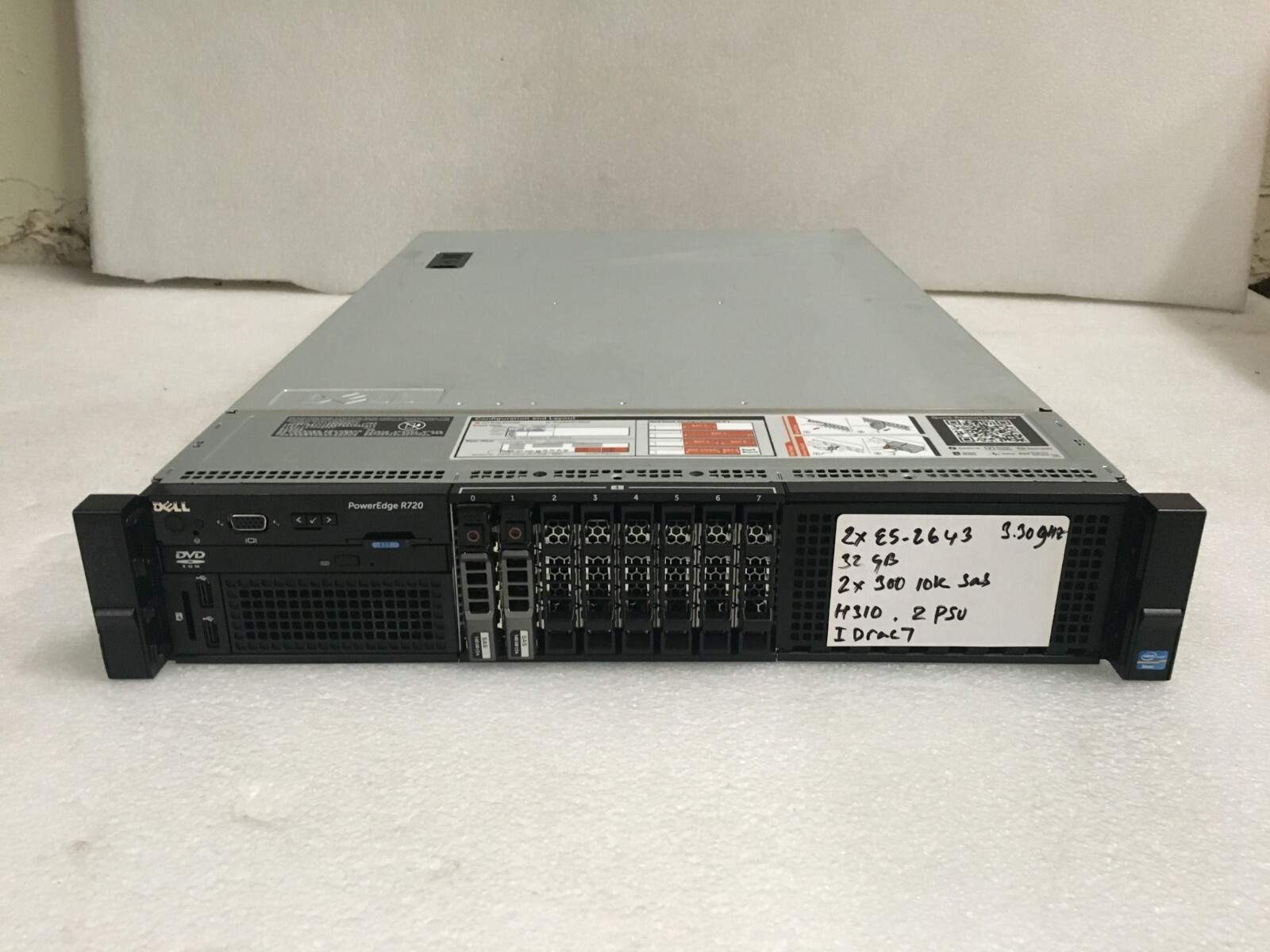 DELL PowerEdge R720 Server 2 x 3.30Ghz E5-2643 QC 32GB, 2X 300GB SAS  Enterprise