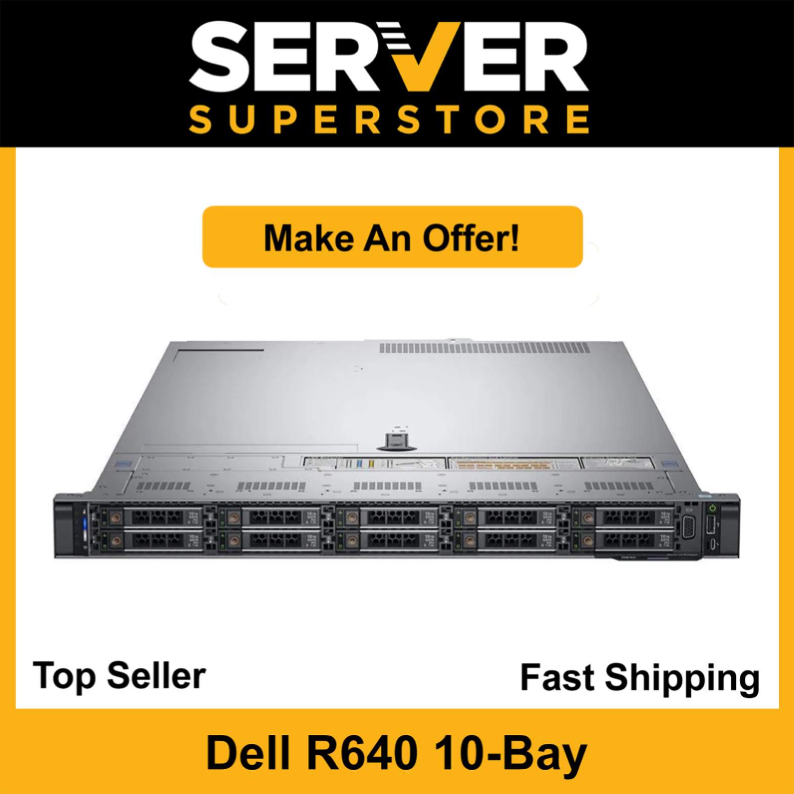 Dell PowerEdge R640 Server 2x Gold 6148 = 40 Cores H730P 64GB RAM 10x trays