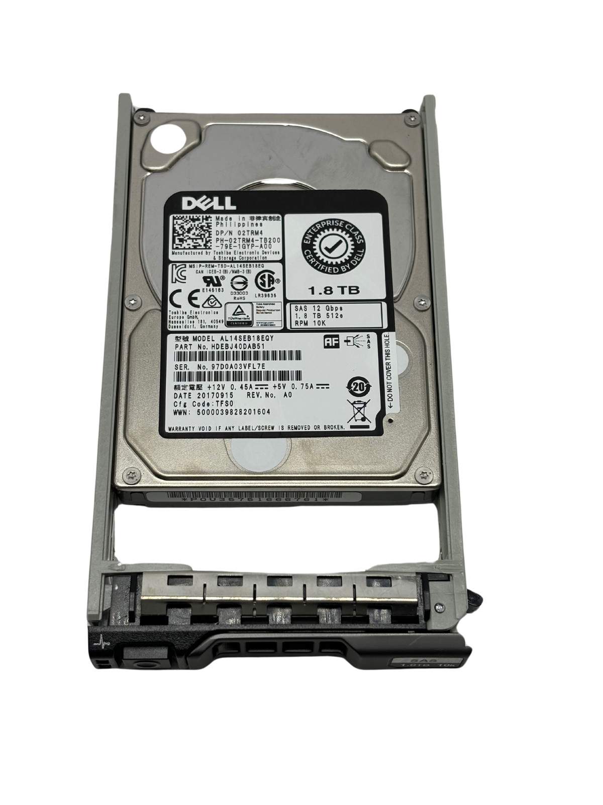 Dell 2TRM4 1.8TB 10K SAS 12Gbps 2.5″ Small Form Factor Hard Drive