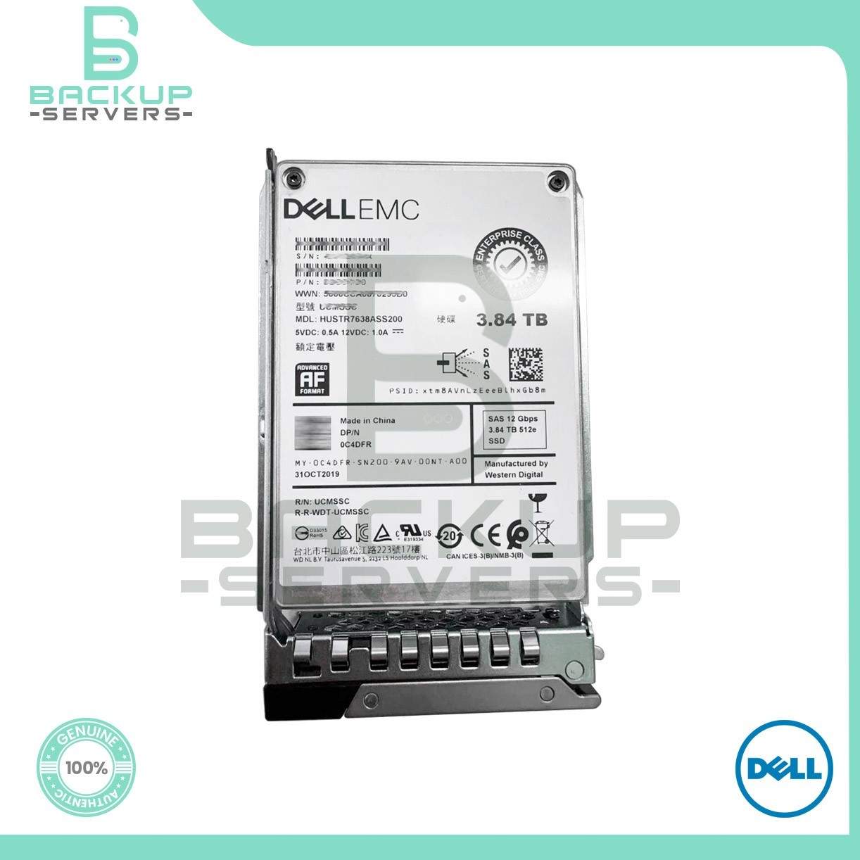 C4DFR Dell 3.84TB 12Gbps SAS 2.5″ TLC RI Hot Plug Solid State Drive 0C4DFR