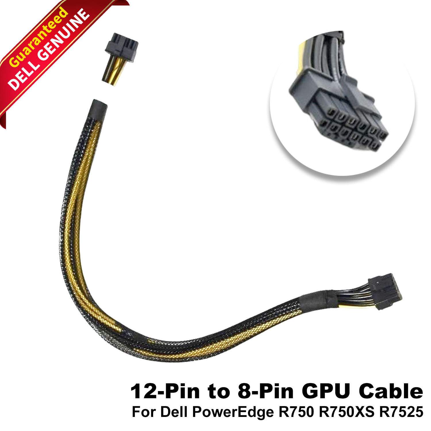 Dell PowerEdge R750 R750XS R7525 New 12 Pin to 8 Pin 16″ GPU Power Cable F8NXW