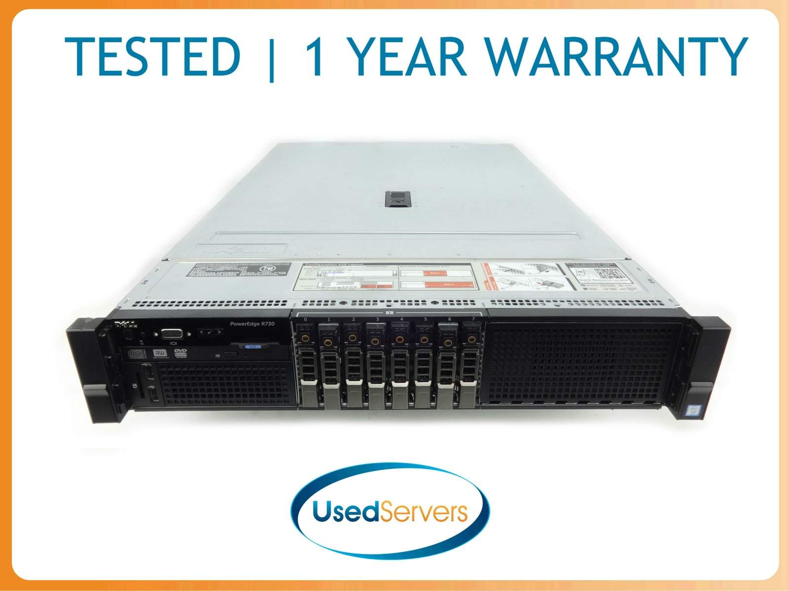 Dell R730 8SFF Server 128GB 2xE5-2643v3 3.4GHZ=12Cores 8×1.2TB 10K H730P