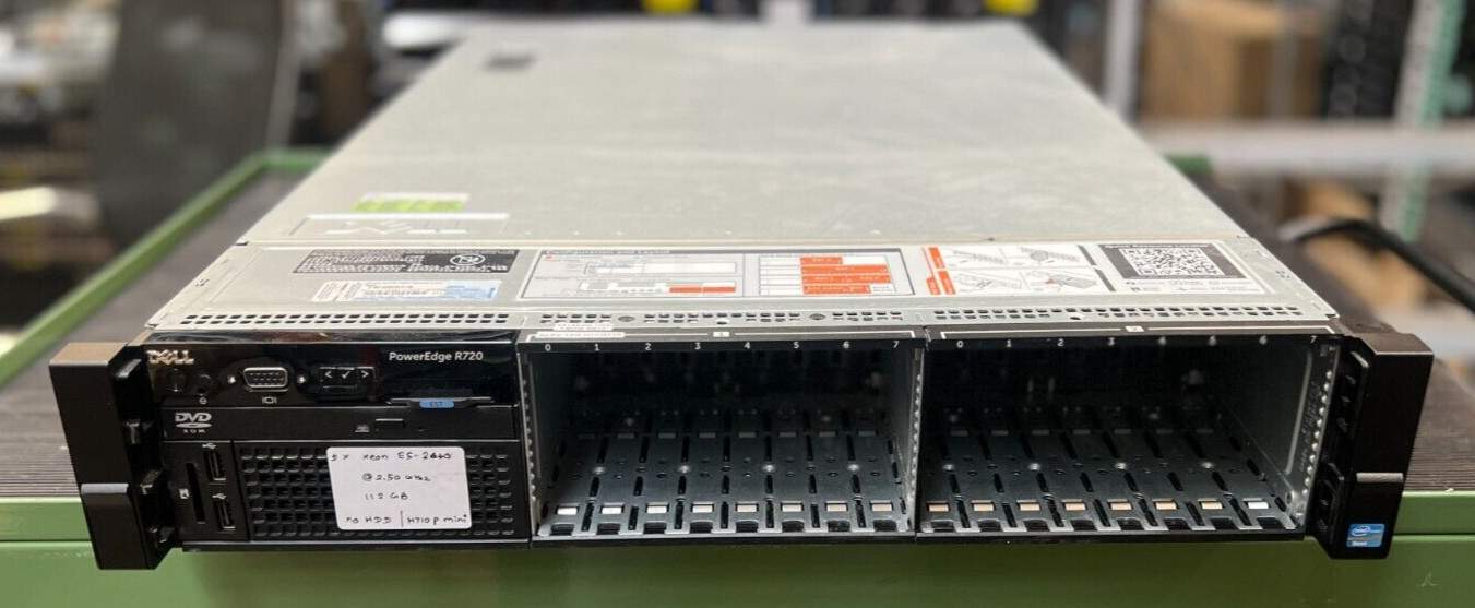 Dell PowerEdge R720 Server l 2xXeon E5-2640 @2.5GHz 112GB NoHDD H710p mini 2xPSU