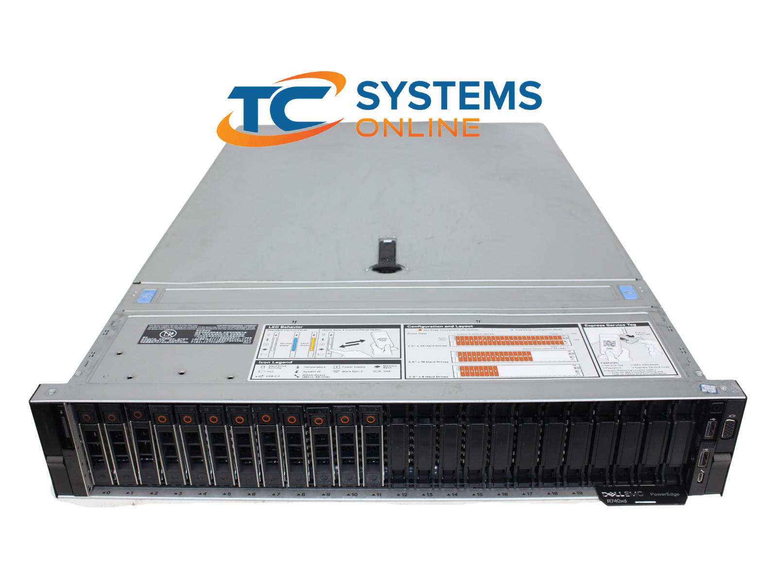 Dell R740XD 28SFF 2xSLVR 4116 2.1GHZ=24Cores 128GB 12x120GB 6G SATA SSD H730P