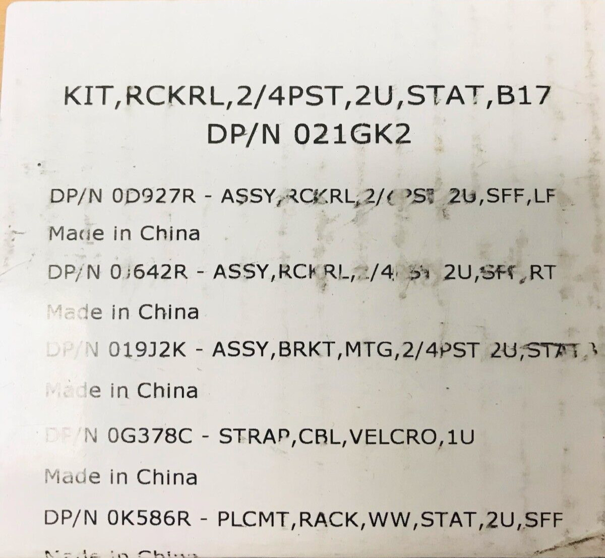 NEW GENUINE Dell PowerEdge R750XA Static Rails B17 21GK2 021GK2