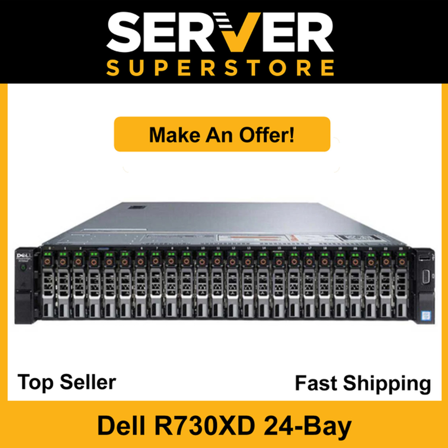 Dell PowerEdge R730XD Server 2x E5-2640 V3 =16 Cores H730 64GB RAM 2x 250GB SSD