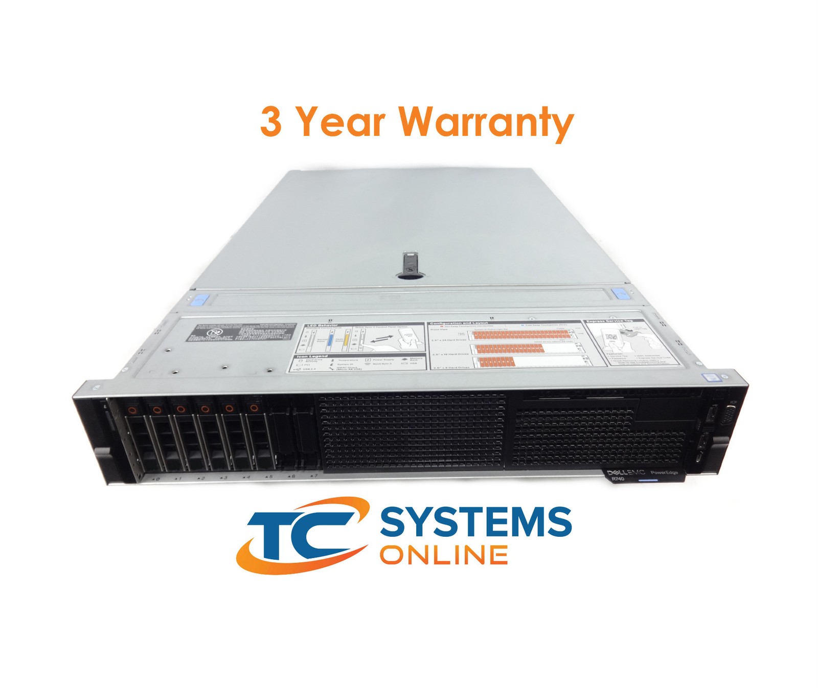 Dell R740 8SFF Server 2xGold 6240 2.6GHZ=36Cores 128GB 6xHD Tray H730P