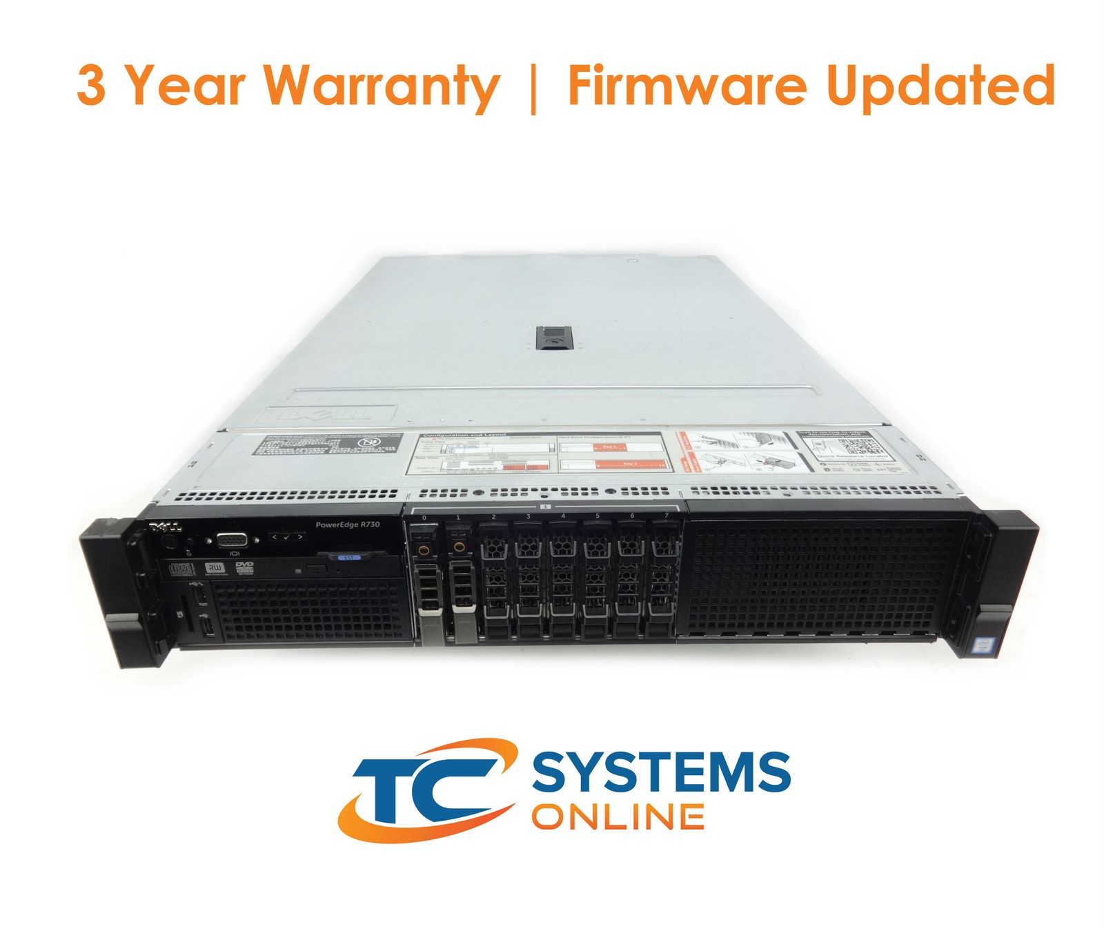 Dell R730 8SFF Server 2xE5-2680v3 2.5GHZ=24Cores 128GB 2xHD Tray H730P