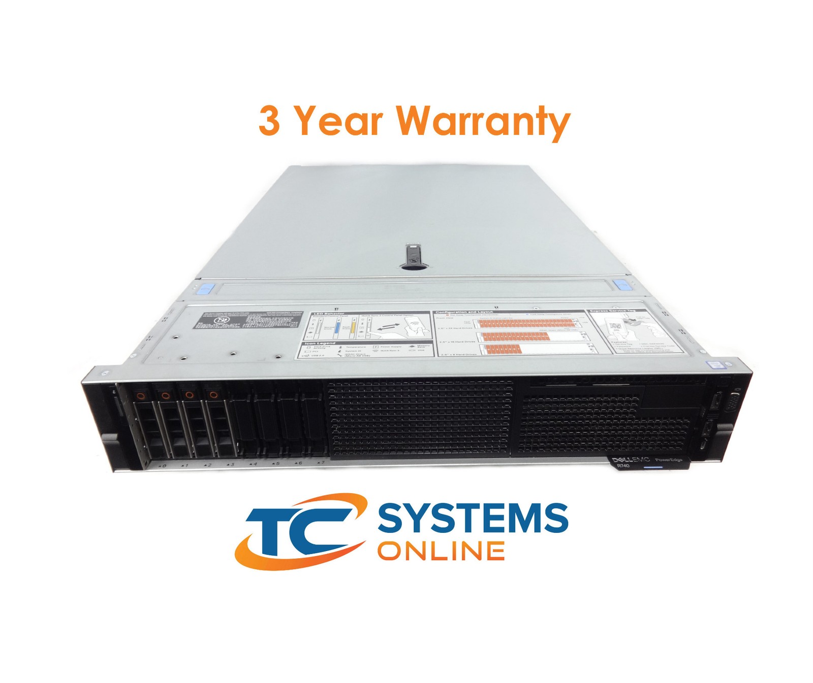 Dell R740 8SFF Server 2xGold 6240 2.6GHZ=36Cores 128GB 4×1.8TB 12G SAS H730P