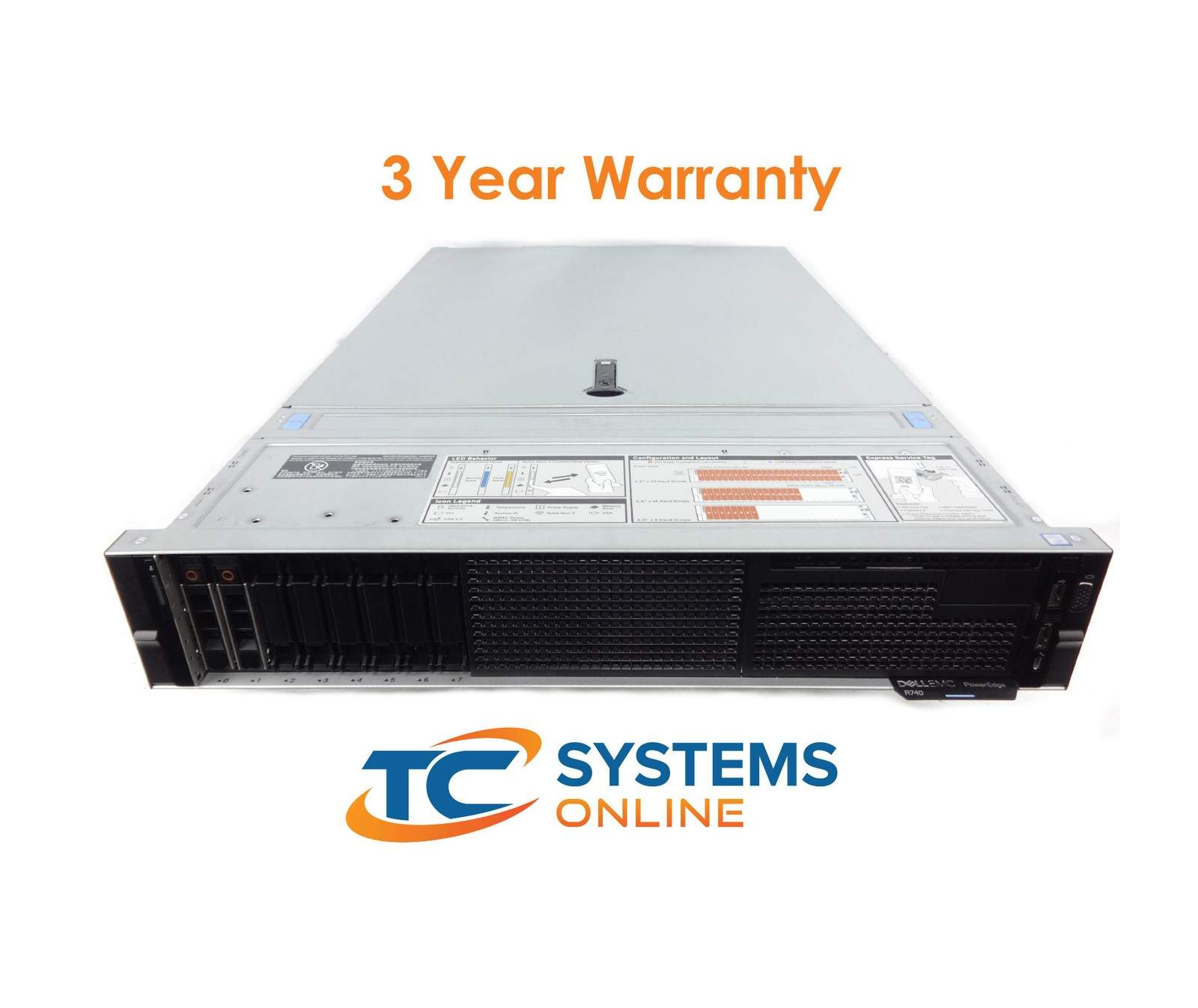 Dell R740 8SFF Server 2xGold 6246 3.3GHZ=24Cores 64GB 2x240GB SATA MU SSD H730P