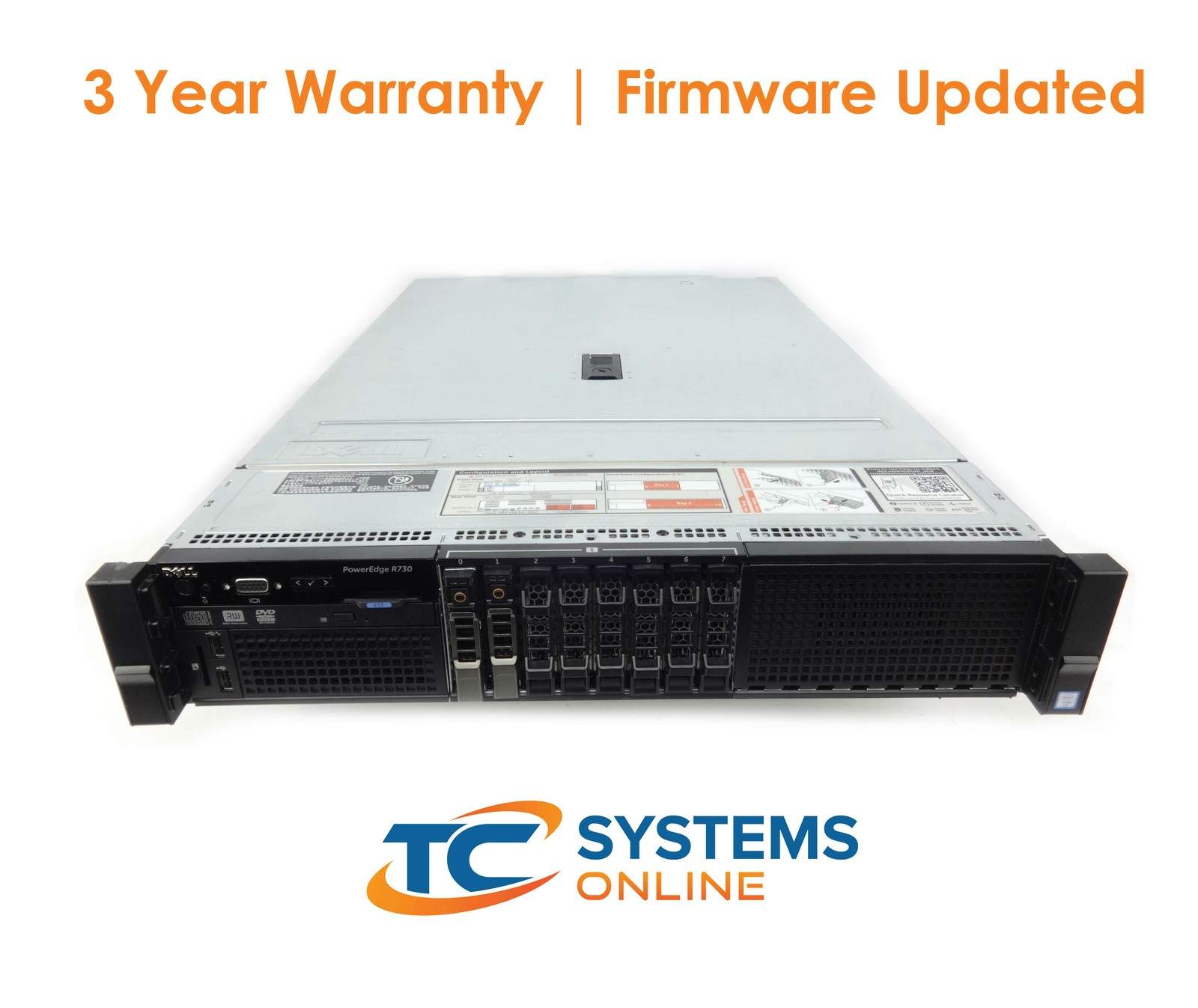 Dell R730 8SFF Server 2xE5-2630v4 2.2GHZ=20Cores 64GB 2xHD Tray H730P