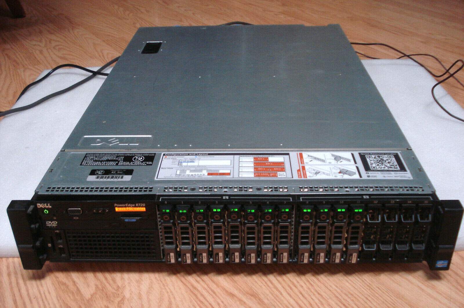 Dell PowerEdge R720 Server System W/ Xeon 2.60GHz, 10x1TB + 2x300GB HD, 64GB Ram