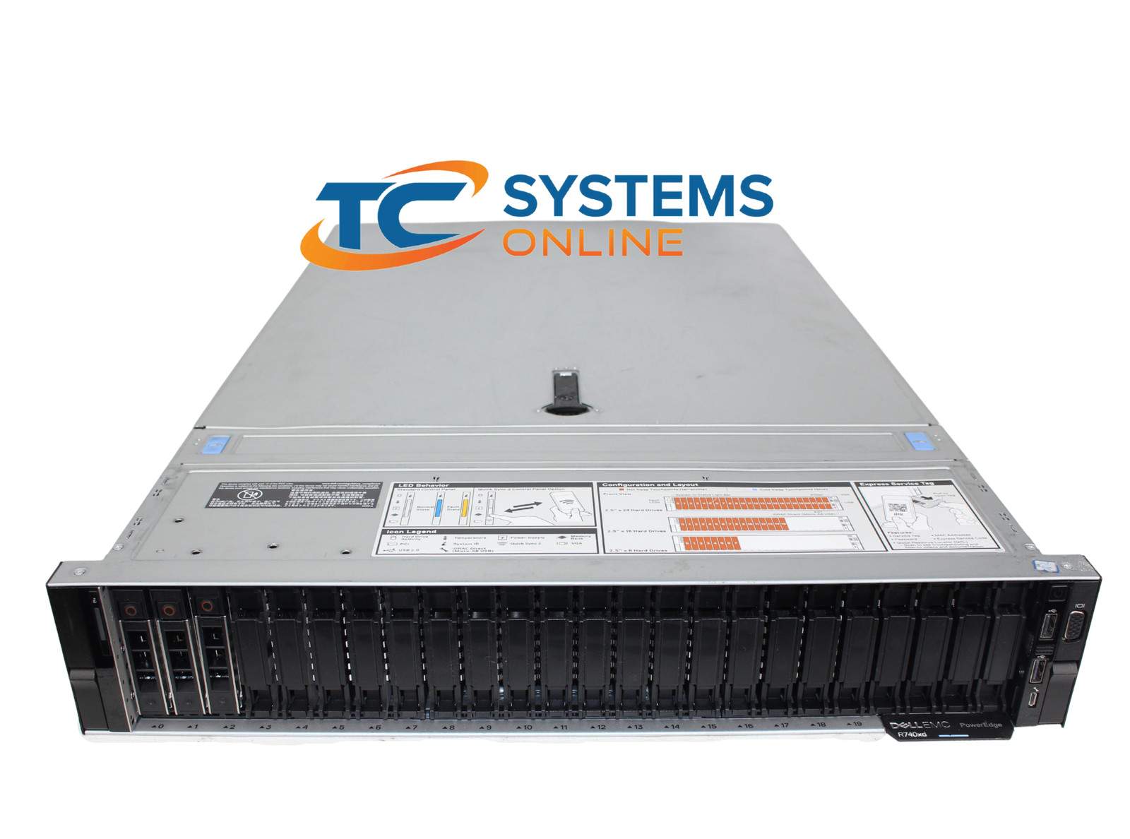 Dell R740XD 28SFF 2xSLVR 4116 2.1GHZ=24Cores 64GB 3x120GB 6G SATA SSD H730P