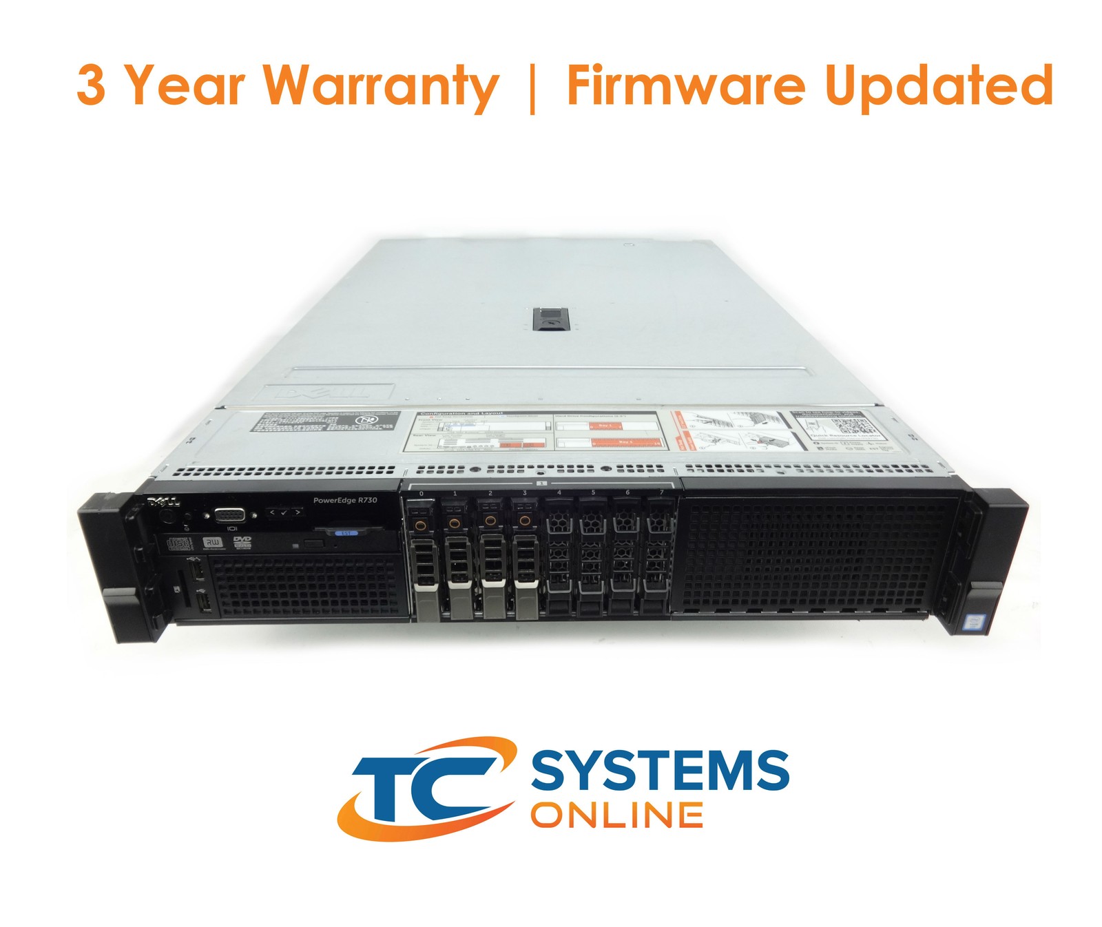 Dell R730 8SFF Server 2xE5-2640v4 2.4GHZ=20Cores 64GB 4xHD Tray H730P