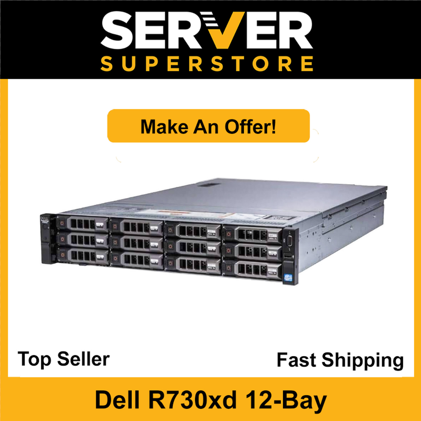 Dell PowerEdge R730XD Server 2x E5-2620 V4 = 16 Cores H730 32GB RAM No HDD