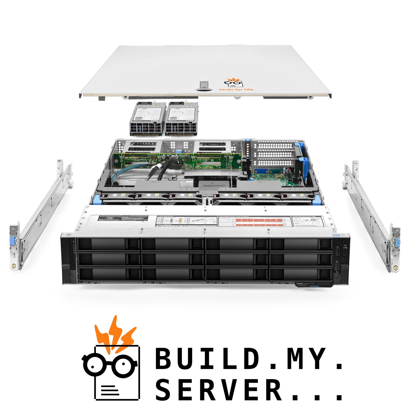 Dell PowerEdge R740xd Server 12-Bay 2x Gold 6152 2.10Ghz 44-Core 64GB RAM Rails