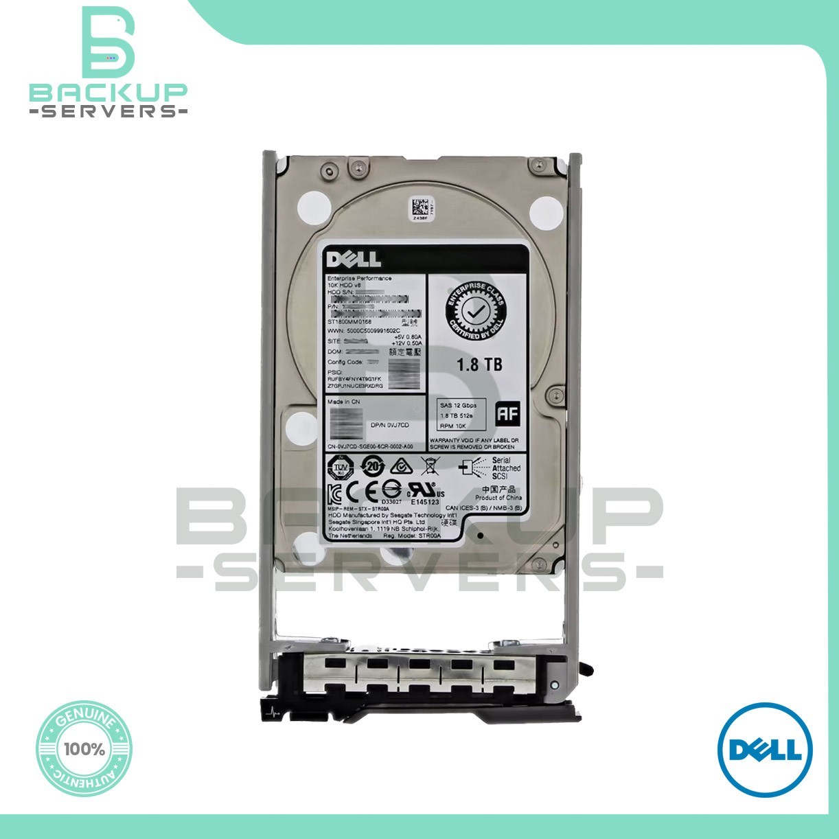 VJ7CD Dell 1.8TB 12Gbps 10K RPM Hot-Plug SAS 2.5″ Internal Hard Drive 0VJ7CD