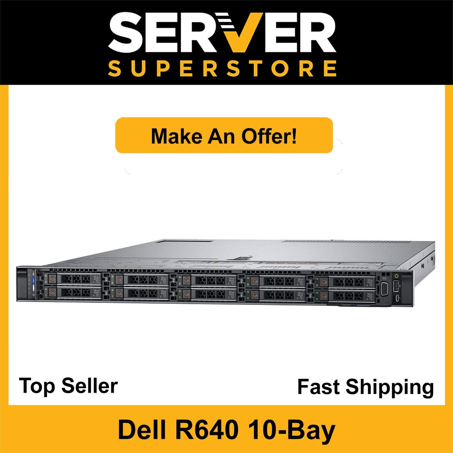 Dell PowerEdge R640 Server 2x Platinum 8268=48 Cores H740P 512GB 10x trays+rails