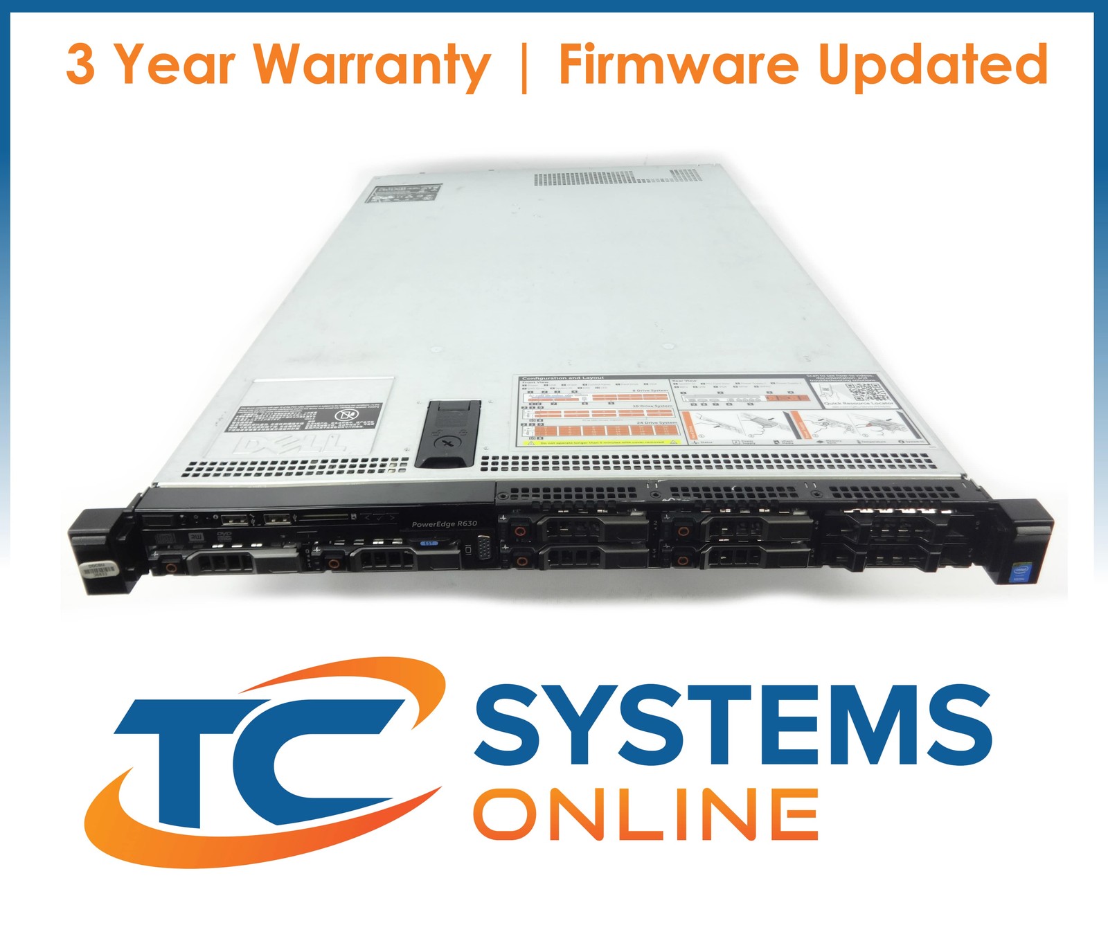 Poweredge R630 8SFF 192GB 2x E5-2630V4 2.2GHZ=20Cores 6x 1.8TB SAS 12G H730P