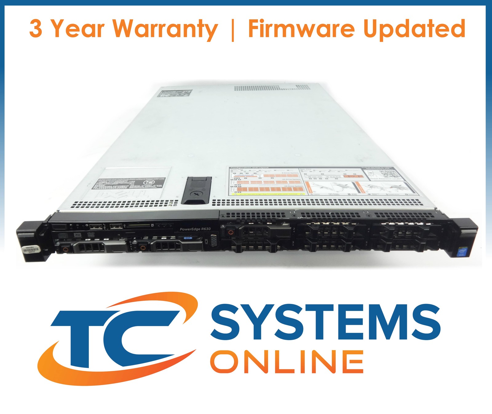 Poweredge R630 8SFF 48GB 2x E5-2637V3 3.5GHZ=8Cores 3x HD Tray HBA330