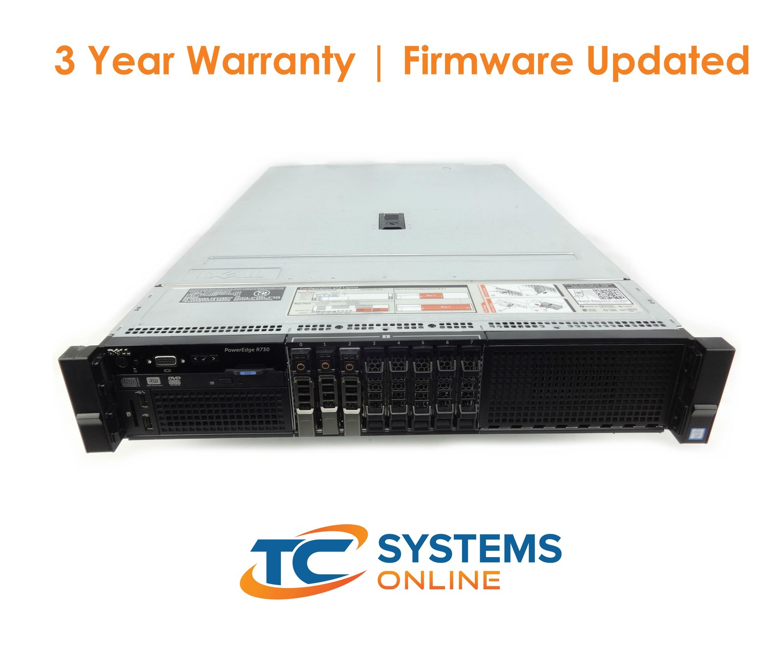 Poweredge R730 8SFF 2x E5-2620v4 2.1GHZ =16C/32T 128GB 3x HD TRAY H730
