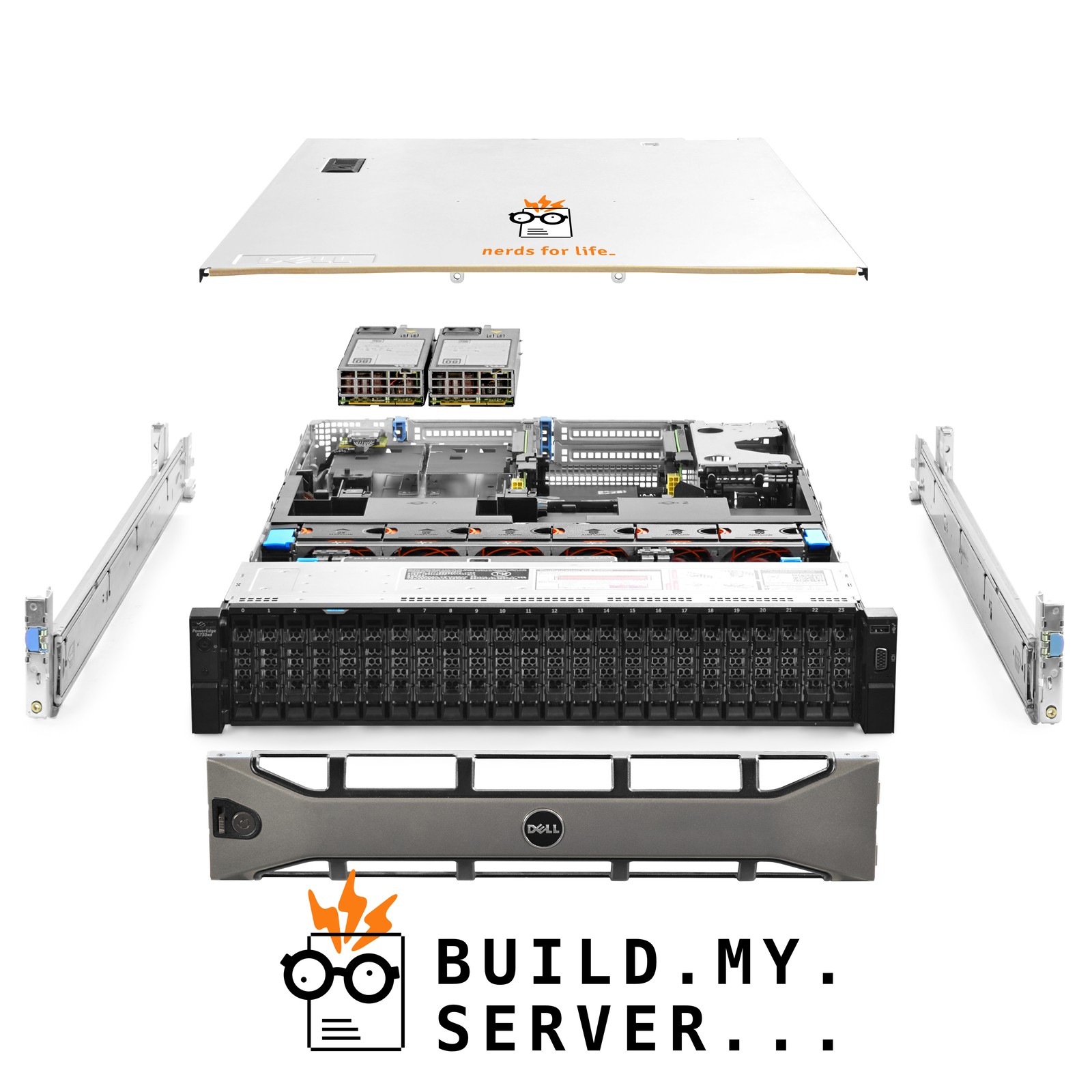 Dell PowerEdge R730xd Server 2.60Ghz 8-Core 64GB RAM + 24x Caddies Bezel + Rails